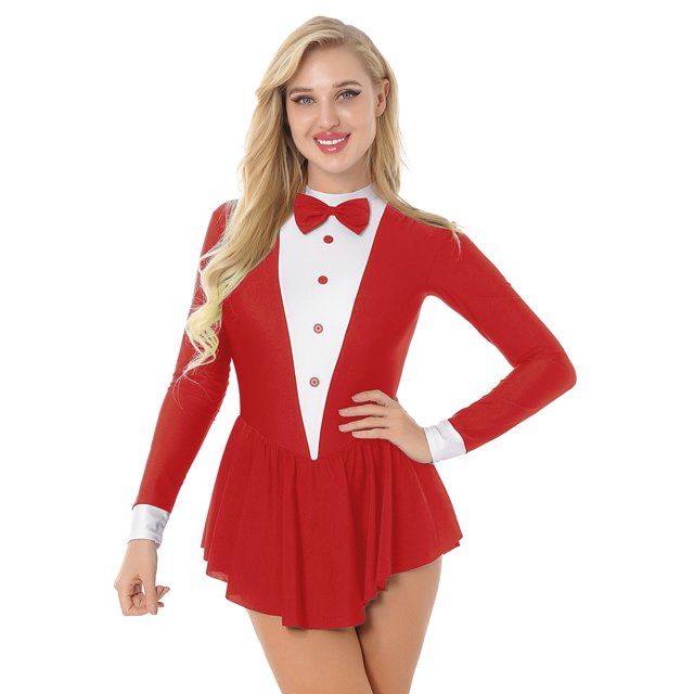 YiZYiF Costume de Serveuse pour Femme, Robe à Volants à Manches Longues, Tenue de Danse, Rouge G