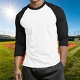 thumbnail image 2 of cllios T-Shirts de Baseball pour Hommes à Manches 3/4 Col Ras du Cou Manches Raglan T-Shirts en Jersey à Blocs de Couleur Hauts Athlétiques Décontractés P-4TG, 2 of 6