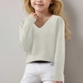 thumbnail image 2 of LOVZFMLL Sweaters for Girls, V-Neck Ribbed Pullover Classic Casual Solid Color, Cozy Soft Layering Top Fall Clothes Warm Winter Tops Kid Girls Clothes for 10-11 Years, 2 of 6
