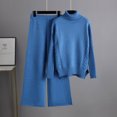 thumbnail image 2 of Timegard Ensemble 2 Pcs pour Femmes, Pull à Col Haut, Manches Longues, Pantalon Large, Couleur Unie, 2 of 5