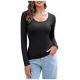 thumbnail image 1 of Timegard Hauts pour Femmes Col Rond Côtelé Manches Longues Camisoles Ajustées Décontractées Confortables Hauts T-Shirt Basique, 1 of 8