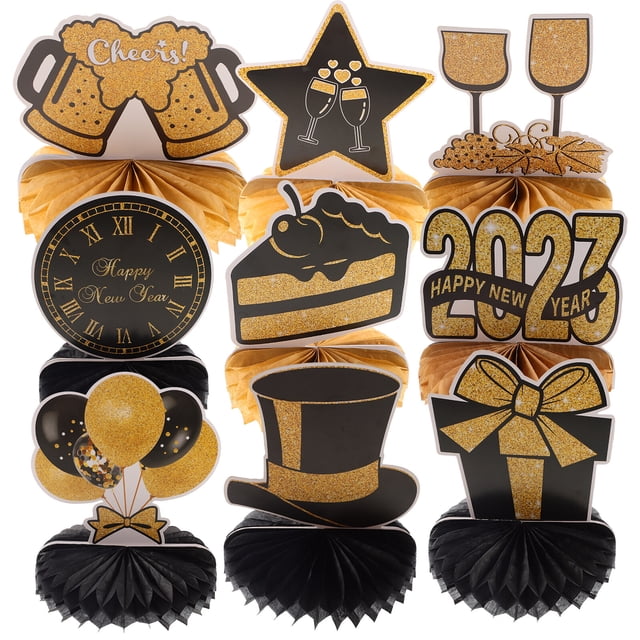 MasteelfCA 1 Ensemble Centre de Table en Nid d'Abeille pour Fête du Nouvel An 2023 Fournitures pour Fête du Réveillon du Nouvel An