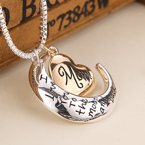 ZZkhGO I Love You Mom Heart Necklace, Alloy Pendant Mother's Day