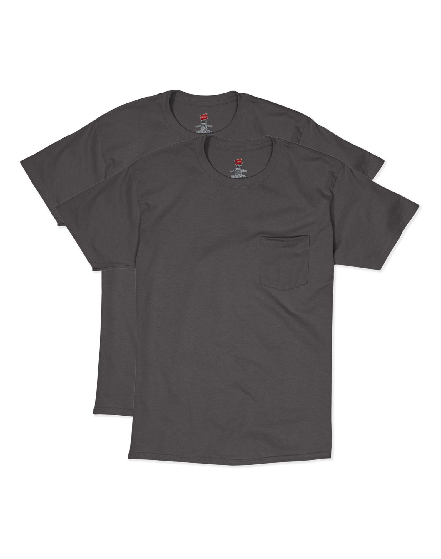 Hanes Mens Short Sleeve Pocket Tee Value 2-Pack, XL, Smoke Gray