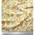 thumbnail image 1 of Soimoi Yellow polyester Crepe Fabric Mandala & Paisley Print Fabric by the Yard 42 Inch Wide, 1 of 4