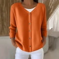 thumbnail image 2 of Feancey Plus Size Cardigans for Women Lightweight Long Sleeve Button Sweaters Thin Casual Open Front Cardigan Sweater Ribbed Knit Jackets Orange S, 2 of 6