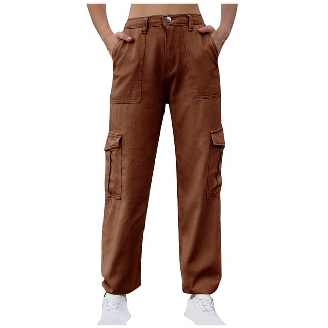 Timegard Womens Cargo Pants Pantalon Taille Haute à Bas Resserré Léger de Randonnée Uni avec Poches