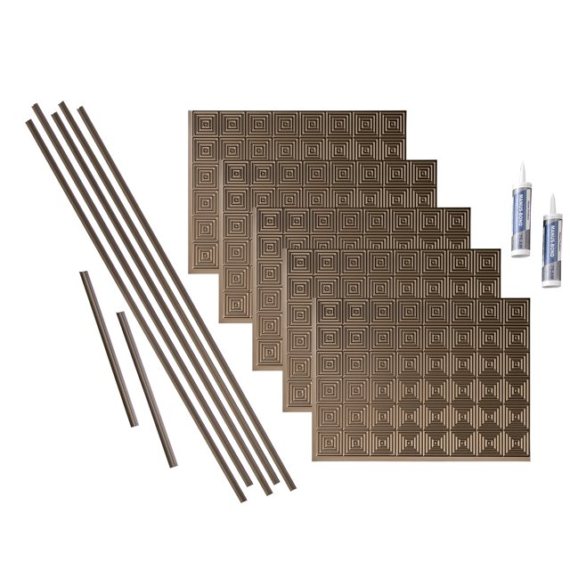 Fasade Miniquattro Vinyl Backsplash Kit 15 sq ft Argent Bronze