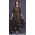 thumbnail image 2 of Bimba Robe Asymétrique Anarkali Kurti Imprimée Ethnique Indienne à Blocs Floraux Brune pour Femmes - Moyen, 2 of 5