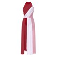 thumbnail image 1 of ranrann Robe de Danse Lyrique pour Femmes Col Halter Ourlet Froncé Robe Maxi Fluide à Blocs de Couleur pour Performance Bordeaux L, 1 of 7