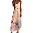 thumbnail image 1 of yoeyez Robes de Mariage de Printemps pour Invitées pour Femmes à Imprimé Floral à Bretelles Spaghetti Longues Robes Sans Manches à Col en V Grande Taille Robe d'Été Décontractée Ample et Fluide Multicolore, TG, 1 of 5