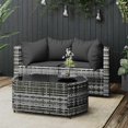 thumbnail image 1 of vidaXL 3 Piece Garden Lounge Set with Cushions Grey Poly Rattan, 1 of 5