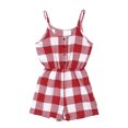 thumbnail image 3 of Parent-child Off-Shoulder Short Plaid Button Down Sleeveless Jumpsuit, 3 of 7
