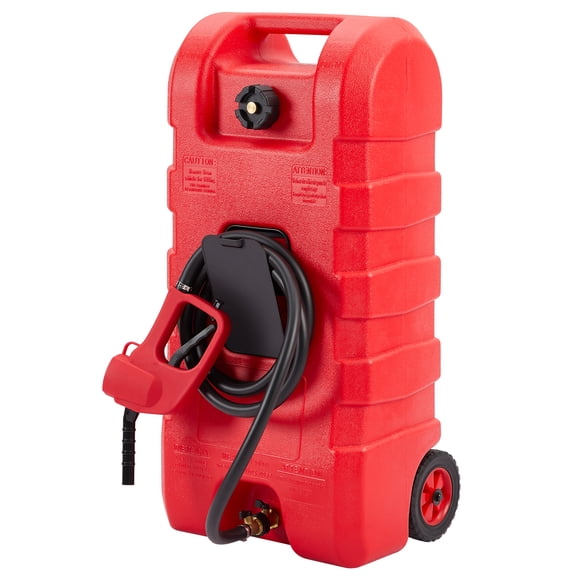 15 Gallon Portable Gas & Diesel Fuel Tank - Red, 2 Gallon Flow Rate, Manual Transfer Nozzle