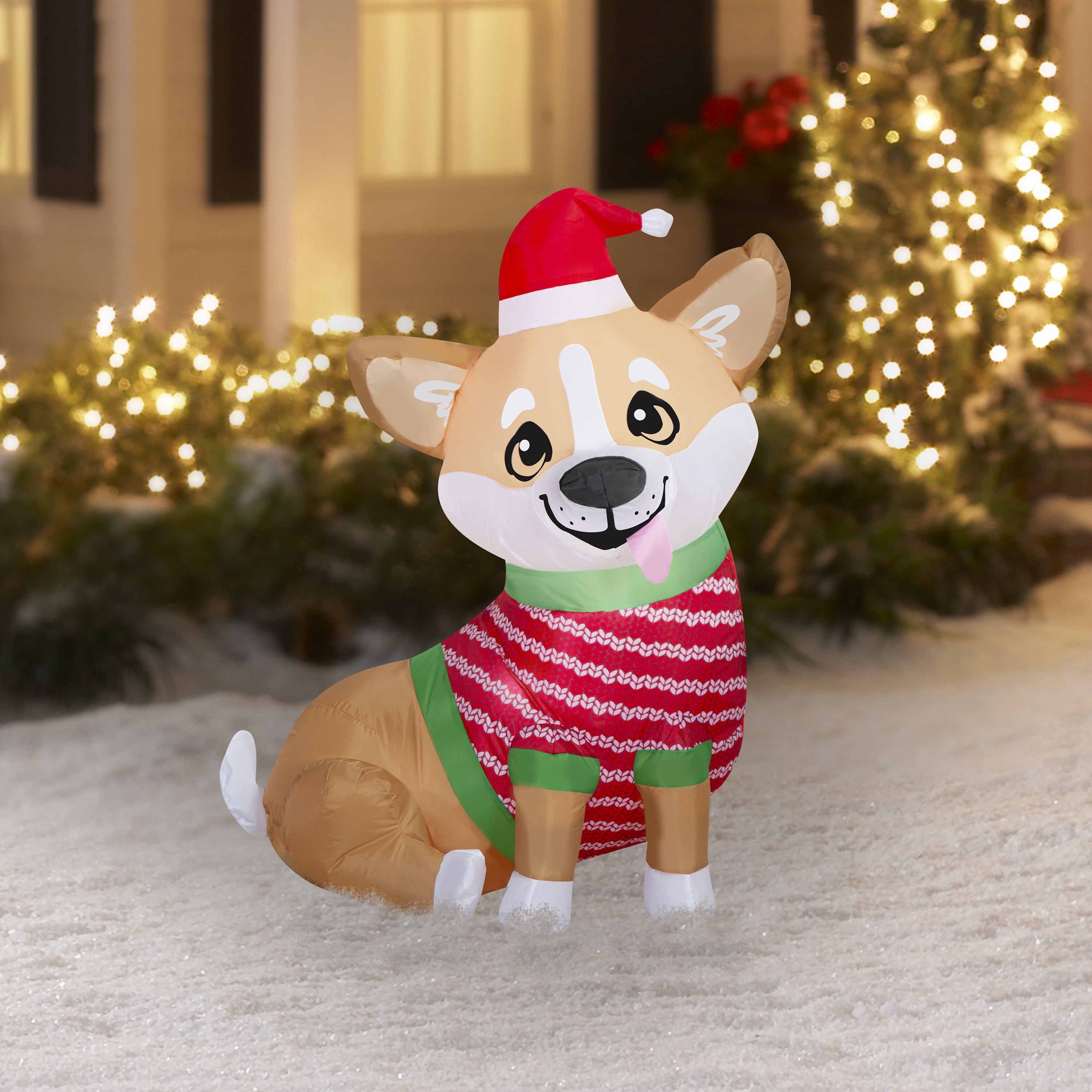 Corgi gonflable de Noël pour jardin Airblown avec pull de Noël SM (WM)