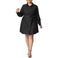 thumbnail image 1 of GRACE & GRANDEUR Robe-Chemise en Denim à Manches Longues à Boutons pour Femme Grande Taille Noire 4X, 1 of 5