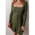 thumbnail image 4 of a.Jesdani Vibrant Guac Green Ribbed Square Neck Top, Long Sleeve, 4 of 8