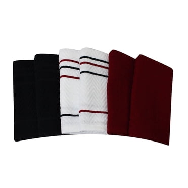 Mainstays Kitchen Towels 6 pack, 100% Cotton, 16 x 26 in, Red
