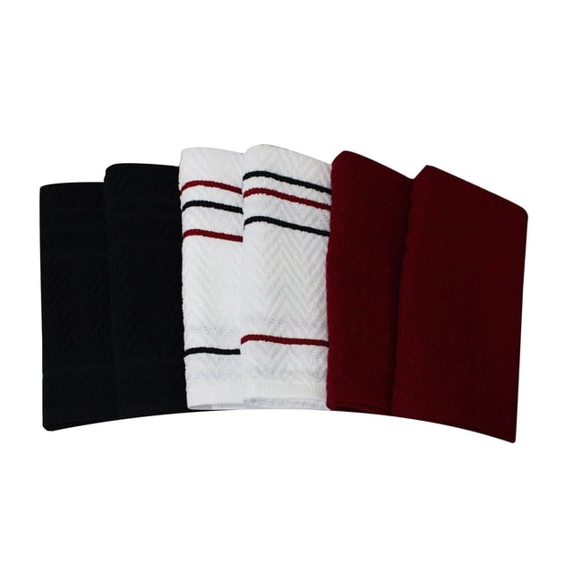 Mainstays Kitchen Towels 6 pack, 100% Cotton, 16 x 26 in, Red