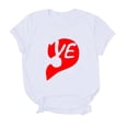 thumbnail image 5 of Chandails des Fêtes pour Couples Assortis T-Shirt à Manches Courtes Col Rond de la Saint-Valentin Mode Imprimé Cœur Décontracté Respirant Confortable Doux Tenue de Vacances pour Lui et Elle Vêtements Blanc P, 5 of 5