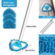 Cleaning Mop with 180° Rotating Head for Ceiling and Floor | Extendable Triangular Dust Mop for Wet and Dry Cleaning | Multi-Surface Household Tool for Hard-To-Reach Areas