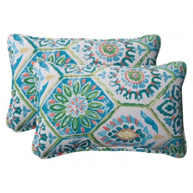 Pillow Perfect 507255 Été Brise Bleu Rectangle Jeter Oreiller (Lot de 2)