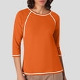 thumbnail image 2 of JIRNDf Chemises pour Femmes Hauts d'Été Tendance Manches Longues Col Rond Drôle Squelette Imprimé Coupe Ajustée T-Shirt Tunique T-Shirt pour Femmes Blouse Décontractée Orange TTG, 2 of 5