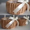 thumbnail image 3 of Qualitchoice Wicker Rattan Flower Basket Bow Wicker Rattan Knot Handwoven with Hoop Handle Hamper Eggs Candy Garden Storage for Wedding Party Pink S, 3 of 9