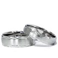 thumbnail image 1 of Matching His & Hers White Gold Swiss Cut Wedding Ring Band 14K White Gold Set, 1 of 1