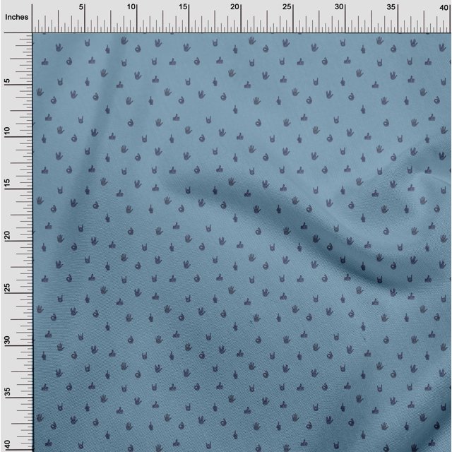 oneOone Cotton Cambric Fabric Finger Sign Symbol Print Fabric by The Yard 56 Inch Wide