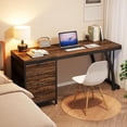 thumbnail image 4 of Tribesigns Bureau d'Ordinateur de 59 Pouces avec 3 Tiroirs, Bureau PC Industriel Brun avec Rangement pour Dossiers, 4 of 5
