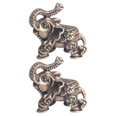 2PCS Brass Old Treatment Couple Elephant Decor Chic Brass Couple Elephant Crafts