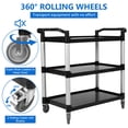 thumbnail image 4 of AKDSteel Heavy Duty 3-Tier Rolling Utility Cart – 500lb Capacity, Locking Wheels, Anti-Rust Plastic & Metal Frame, for Warehouse, Office, Kitchen, Restaurant, 4 of 8