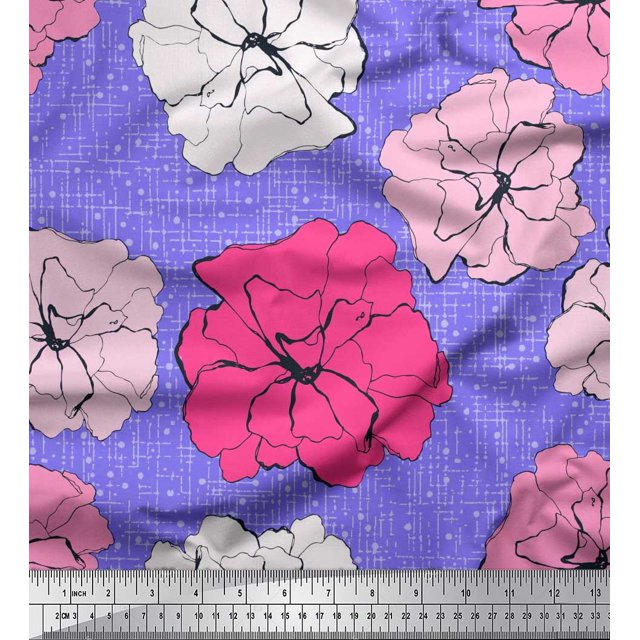 Soimoi Rayon Fabric Carnation Floral Printed Fabric 1 Yard 56 Inch Wide