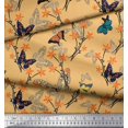 thumbnail image 2 of Soimoi Orange polyester Crepe Fabric Flower & Butterfly Print Sewing Fabric BTY 42 Inch Wide, 2 of 5