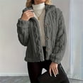 thumbnail image 2 of Breezora Women's Reversible Fleece Coat Winter Warm Stand Collar Button Down Twisted Design Jacket M Size Dark Gray, 2 of 9