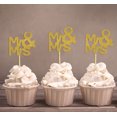 thumbnail image 1 of Darling Souvenir| Mr & Mrs Wedding Cupcake Toppers| Party Dessert Decorations - Pack Of 20, 1 of 3