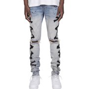 Ketyyh-chn99 Men's Jeans 2024 Casual Pants Shorts Mens Spring Summer Casual Printed Bodybuilding Pocket Denim Sports Full Length Pants Blue,M