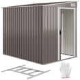 thumbnail image 1 of Outsunny 5 x 7FT Lean to Outdoor Storage Shed w/ Foundation, Light Grey, 1 of 10
