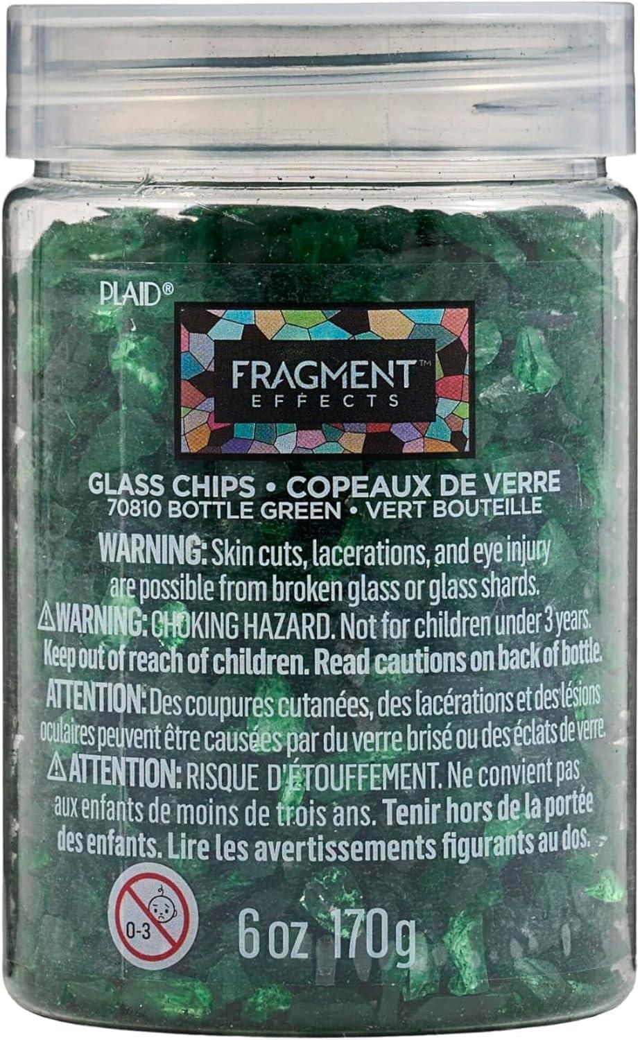 Fragment Effects Bottle Green Glass Chips for Mosaic Making Arts and Crafts, 6 oz Jar