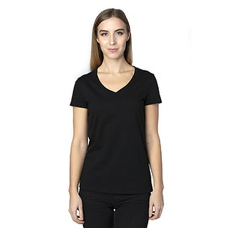 Ladies' Ultimate Short-Sleeve V-Neck T-Shirt - BLACK - S