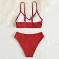 thumbnail image 3 of B91xZ Maillots de Bain pour Adolescentes Ensemble Bikini Croisé avec Imprimé, Rouge 6-7 Ans, 3 of 5