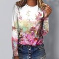 thumbnail image 2 of IROINID en Solde T-Shirt à Manches Longues en Polyester pour Femmes Confortable Dames Col Rond Hauts Amples T-Shirts Imprimés Blouse,Pink, 2 of 5