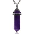 thumbnail image 1 of Collier Pendentif Reiki Chakra Hexagonal Pointu en Pierre Précieuse d'Améthyste Naturelle Foncée 20 Pouces, 1 of 4