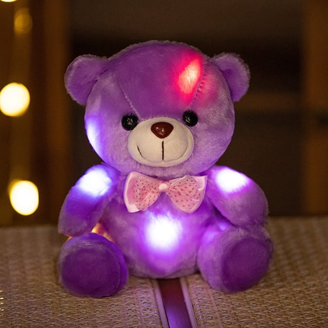 ZZkhGO Color Changing Bear, Glowing LED Light Bow Tie Figurine Night Light Decor Gift
