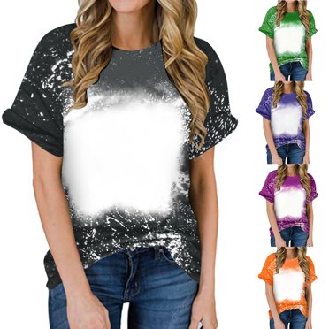 Spring Saving!CEHVOM Plus Size Tops for Women Summer Short Sleeve Fashion Tie Dye Graphic Round Neck T-Shirts Casual Loose Fit Tees Shirt Basic Tees
