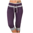 thumbnail image 1 of AherBiu Plus Size Capris for Women Low Rise Elastic Drawstring Joggers Sweatpants Running Sports Capri Pants, 1 of 4