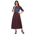 thumbnail image 2 of Moomaya Printed Front Slit A-Line Kurtis For Women Short Sleeve Summer Kurta, 2 of 5