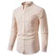 thumbnail image 1 of 2025 New Men's Solid Color Cotton Linen Long Sleeve Shirt, 1 of 5
