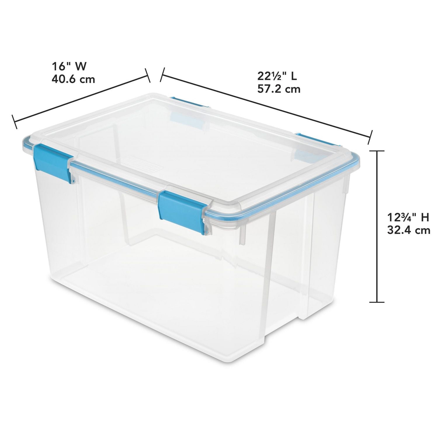 Sterilite Boîte à joint d’étanchéité  de 51 L, bac de rangement transparent résistant aux intempéries avec couvercle à loquet, bleu
